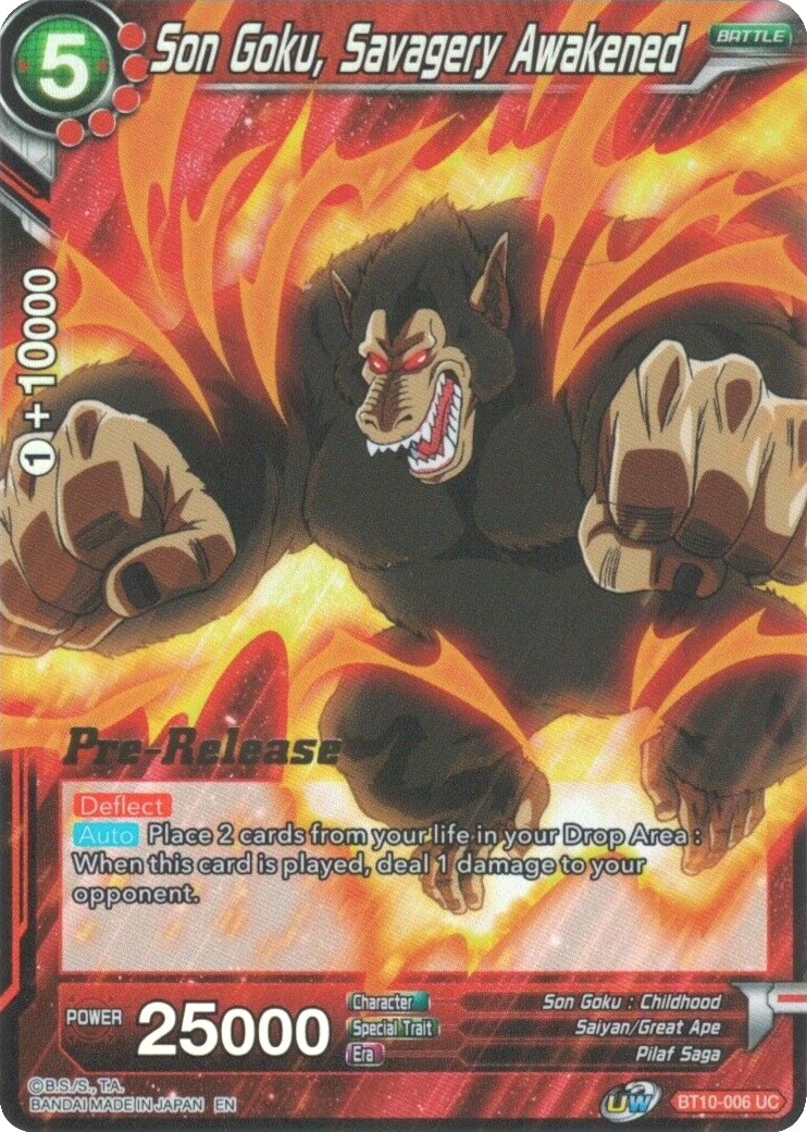 Son Goku, Savagery Awakened (BT10-006) [Rise of the Unison Warrior Prerelease Promos] | Shuffle n Cut Hobbies & Games