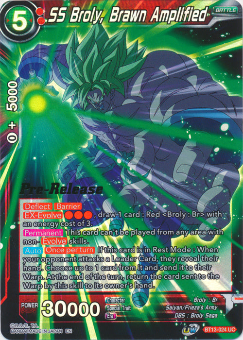 SS Broly, Brawn Amplified (BT13-024) [Supreme Rivalry Prerelease Promos] | Shuffle n Cut Hobbies & Games