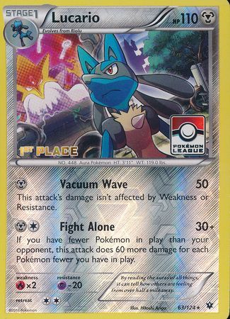 Lucario (63/124) (League Promo 1st Place) [XY: Fates Collide] | Shuffle n Cut Hobbies & Games