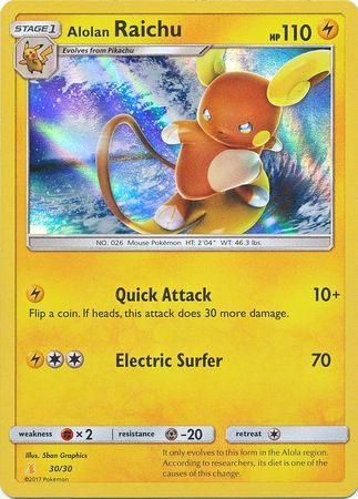 Alolan Raichu (30/30) [Sun & Moon: Trainer Kit - Alolan Raichu] | Shuffle n Cut Hobbies & Games