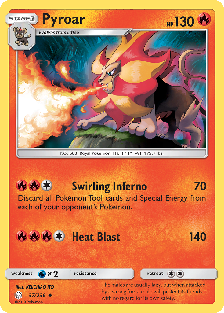 Pyroar (37/236) [Sun & Moon: Cosmic Eclipse] | Shuffle n Cut Hobbies & Games