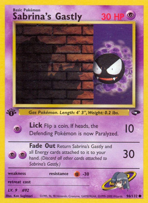 Sabrina's Gastly (96/132) [Gym Challenge 1st Edition] | Shuffle n Cut Hobbies & Games