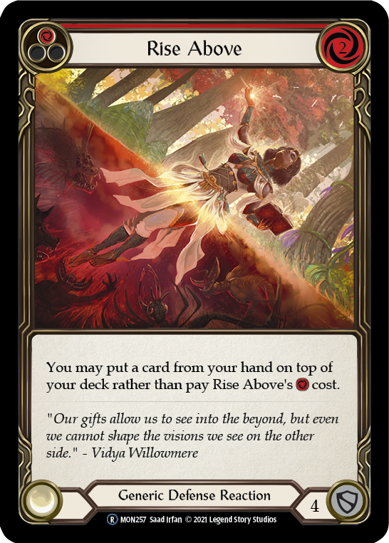 Rise Above (Red) (Rainbow Foil) [U-MON257-RF] Unlimited Edition Rainbow Foil | Shuffle n Cut Hobbies & Games