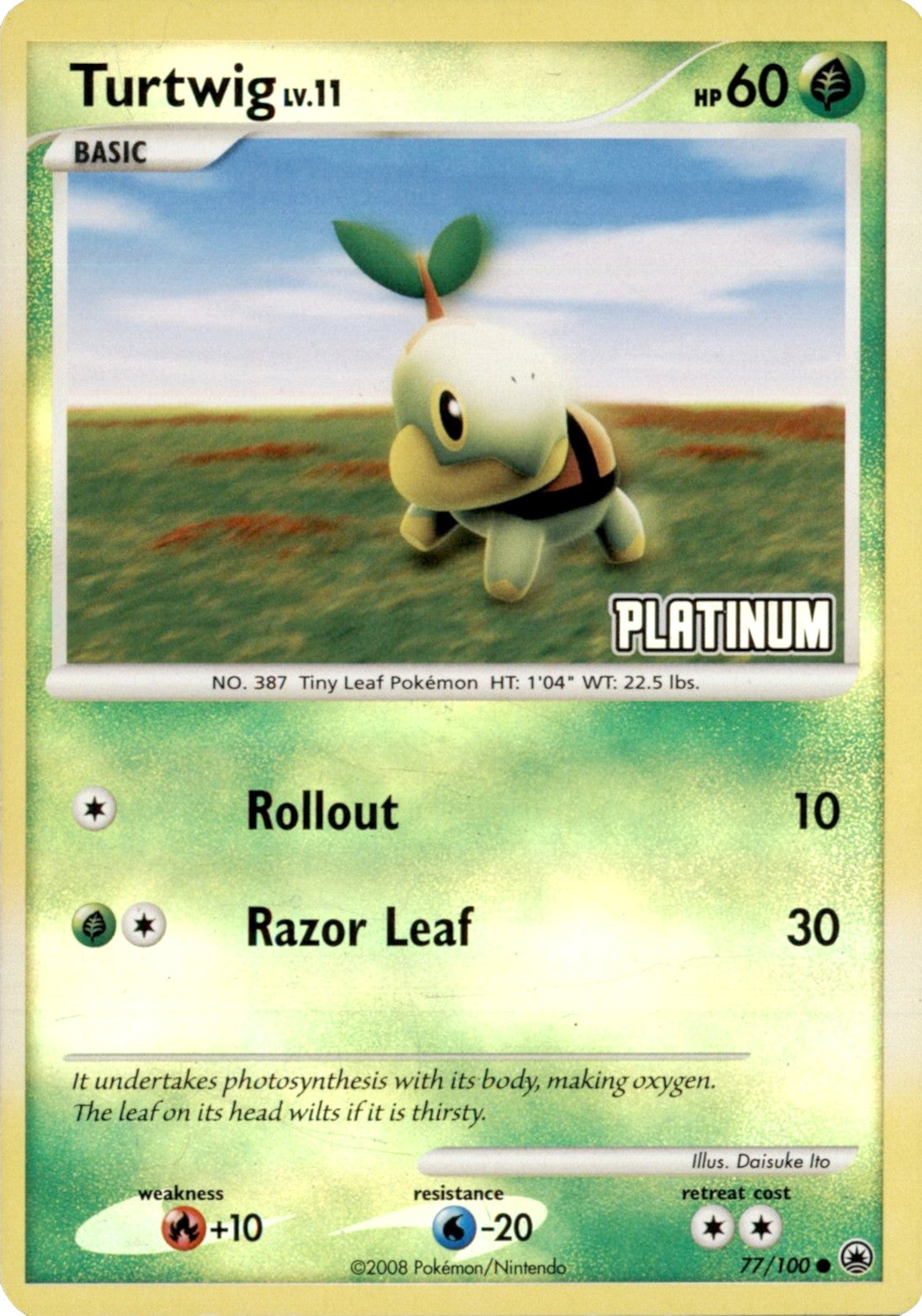 Turtwig LV.11 (77/100) (Platinum) [Burger King Promos: 2008 Collection] | Shuffle n Cut Hobbies & Games