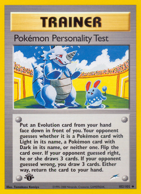 Pokemon Personality Test (102/105) [Neo Destiny 1st Edition] | Shuffle n Cut Hobbies & Games