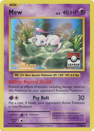 Mew (53/108) (League Promo 1st Place) [XY: Evolutions] | Shuffle n Cut Hobbies & Games