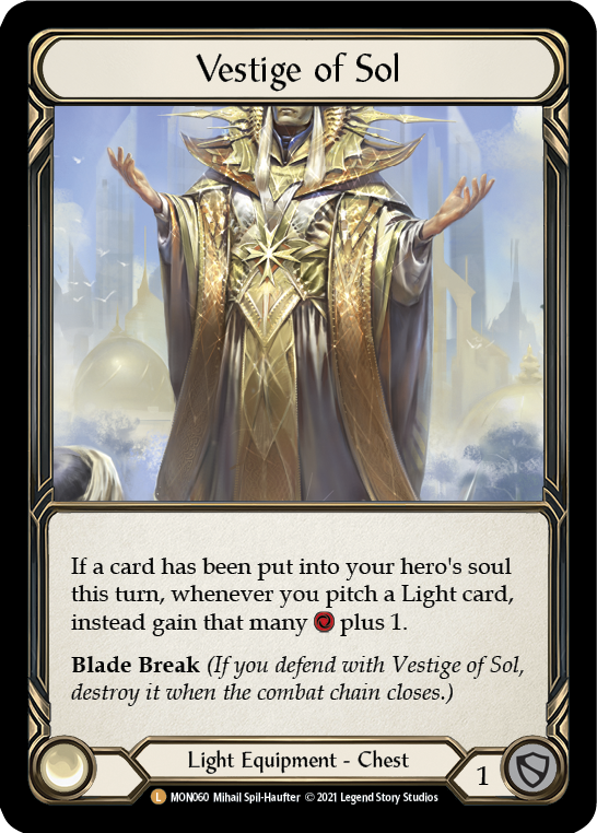 Vestige of Sol (Cold Foil) [MON060-CF] 1st Edition Cold Foil | Shuffle n Cut Hobbies & Games