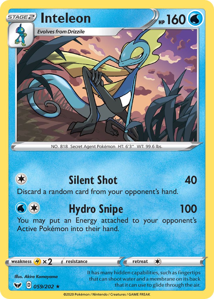 Inteleon (059/202) (Cracked Ice Holo) (Theme Deck Exclusive) [Sword & Shield: Base Set] | Shuffle n Cut Hobbies & Games