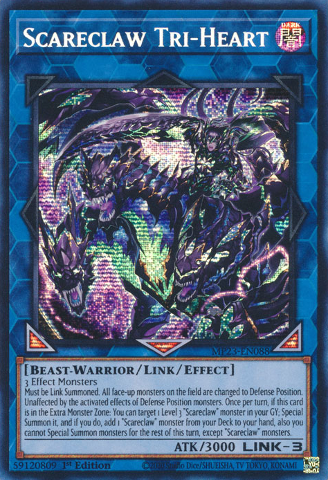 Scareclaw Tri-Heart [MP23-EN088] Prismatic Secret Rare | Shuffle n Cut Hobbies & Games