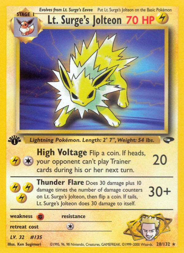 Lt. Surge's Jolteon (28/132) [Gym Challenge 1st Edition] | Shuffle n Cut Hobbies & Games