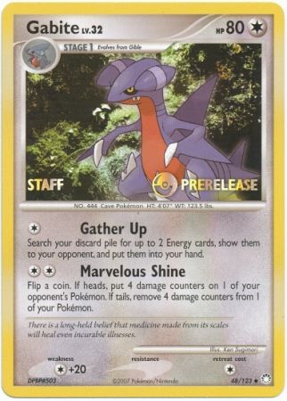 Gabite (48/123) (Staff Prerelease Promo) [Diamond & Pearl: Black Star Promos] | Shuffle n Cut Hobbies & Games