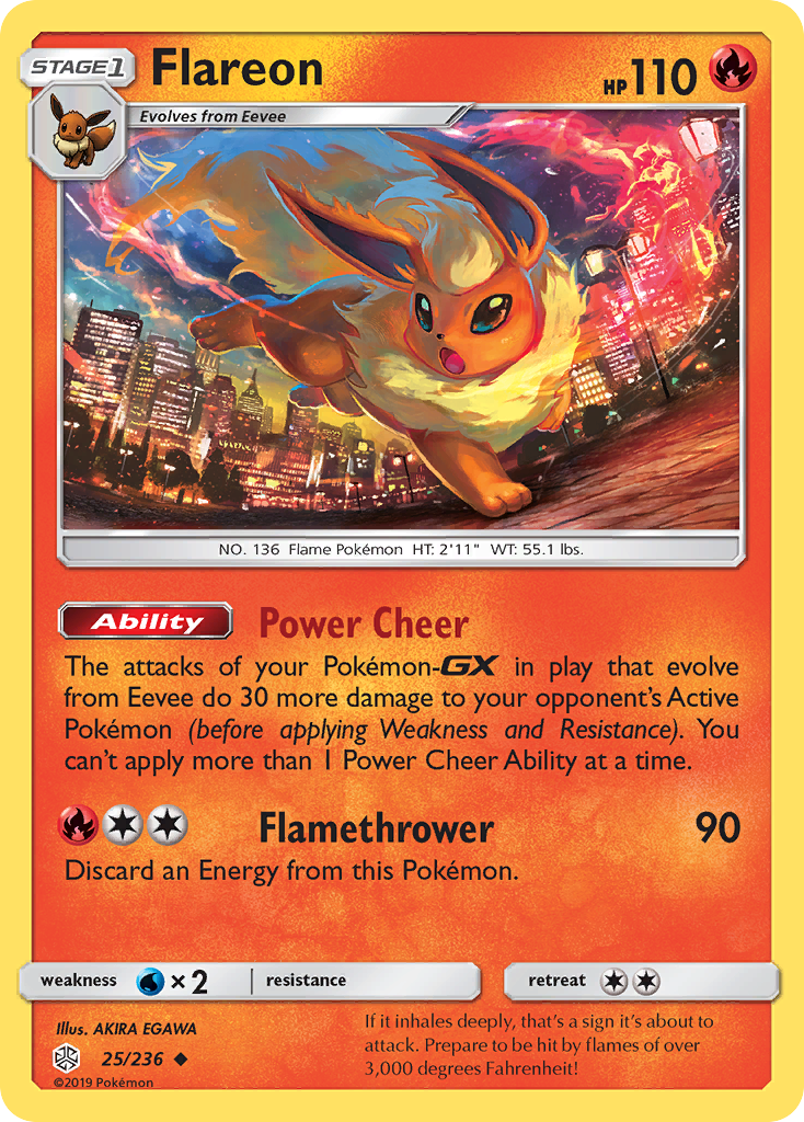 Flareon (25/236) [Sun & Moon: Cosmic Eclipse] | Shuffle n Cut Hobbies & Games