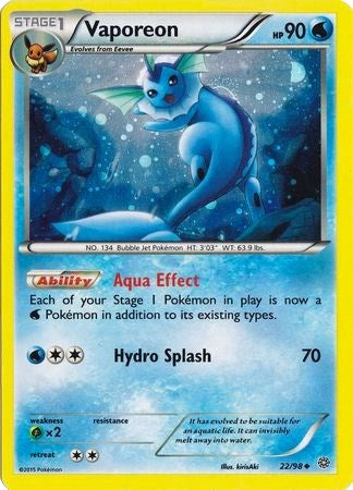 Vaporeon (22/98) (Cosmos Holo) [XY: Ancient Origins] | Shuffle n Cut Hobbies & Games