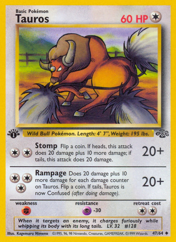 Tauros (47/64) [Jungle 1st Edition] | Shuffle n Cut Hobbies & Games