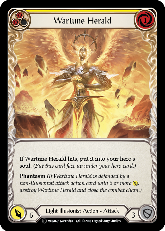 Wartune Herald (Yellow) (Rainbow Foil) [U-MON027-RF] Unlimited Edition Rainbow Foil | Shuffle n Cut Hobbies & Games