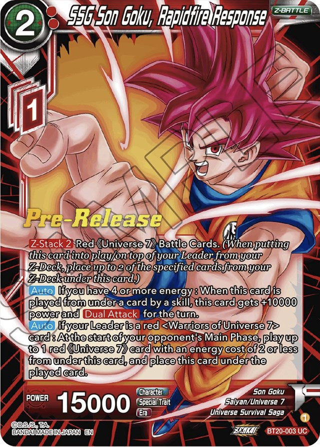 SSG Son Goku, Rapidfire Response (BT20-003) [Power Absorbed Prerelease Promos] | Shuffle n Cut Hobbies & Games