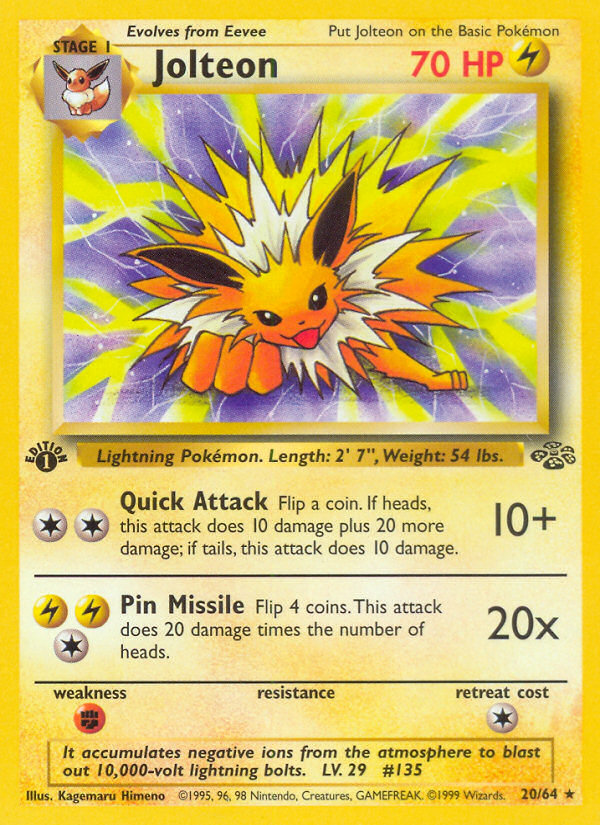 Jolteon (20/64) [Jungle 1st Edition] | Shuffle n Cut Hobbies & Games