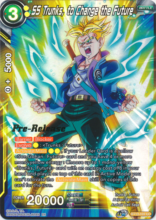 SS Trunks, to Change the Future (BT13-102) [Supreme Rivalry Prerelease Promos] | Shuffle n Cut Hobbies & Games