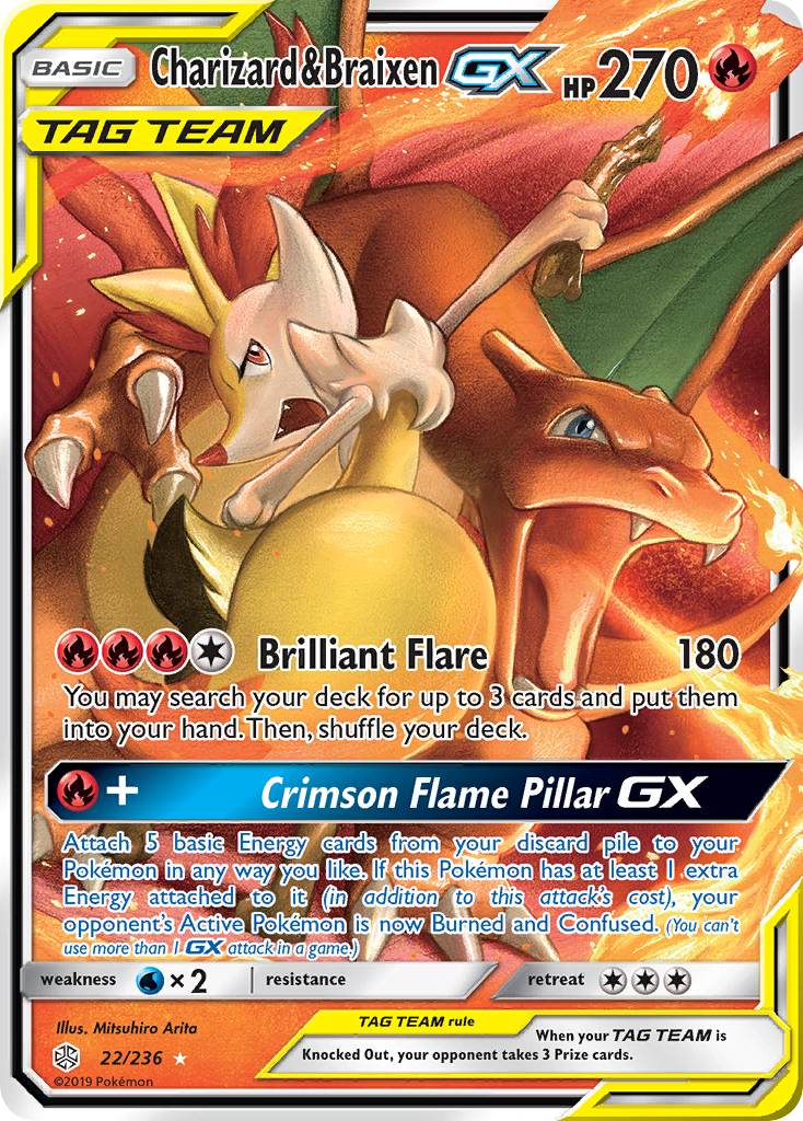 Charizard & Braixen GX (22/236) [Sun & Moon: Cosmic Eclipse] | Shuffle n Cut Hobbies & Games