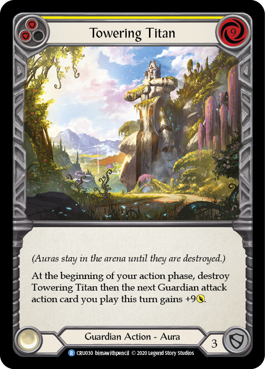 Towering Titan (Yellow) [CRU030] 1st Edition Rainbow Foil | Shuffle n Cut Hobbies & Games