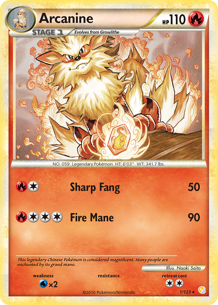 Arcanine (1/123) [HeartGold & SoulSilver: Base Set] | Shuffle n Cut Hobbies & Games