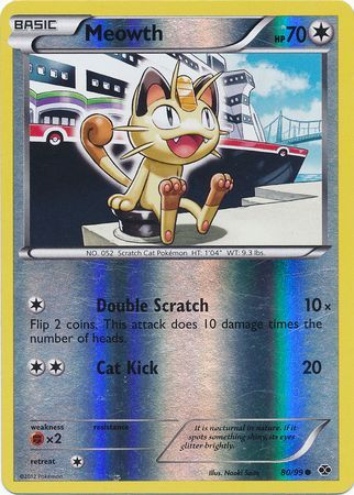 Meowth (80/99) (Mirror Reverse Holo) [Black & White: Next Destinies] | Shuffle n Cut Hobbies & Games