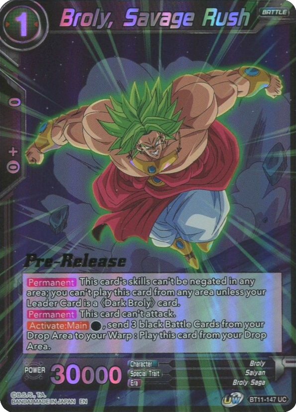 Broly, Savage Rush (BT11-147) [Vermilion Bloodline Prerelease Promos] | Shuffle n Cut Hobbies & Games