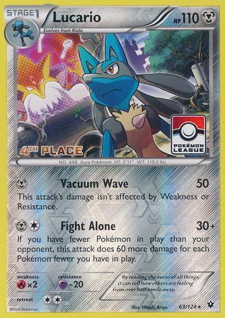 Lucario (63/124) (League Promo 4th Place) [XY: Fates Collide] | Shuffle n Cut Hobbies & Games