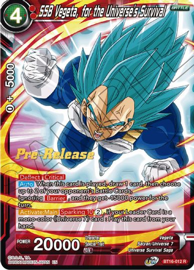 SSB Vegeta, for the Universe's Survival (BT16-012) [Realm of the Gods Prerelease Promos] | Shuffle n Cut Hobbies & Games