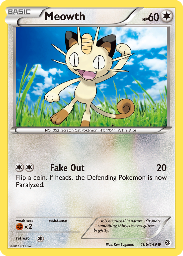 Meowth (106/149) [Black & White: Boundaries Crossed] | Shuffle n Cut Hobbies & Games