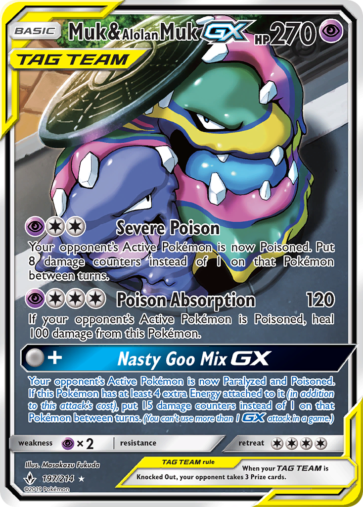 Muk & Alolan Muk GX (197/214) [Sun & Moon: Unbroken Bonds] | Shuffle n Cut Hobbies & Games