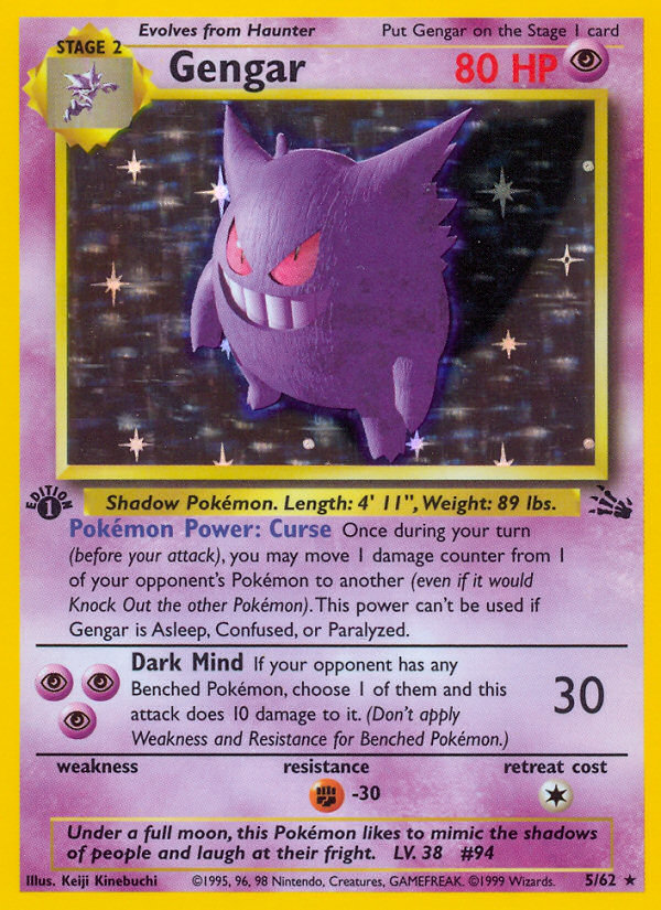 Gengar (5/62) [Fossil 1st Edition] | Shuffle n Cut Hobbies & Games