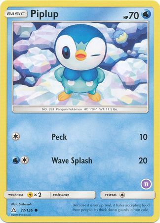 Piplup (32/156) (Deck Exclusive #11) [Sun & Moon: Trainer Kit - Alolan Sandslash] | Shuffle n Cut Hobbies & Games