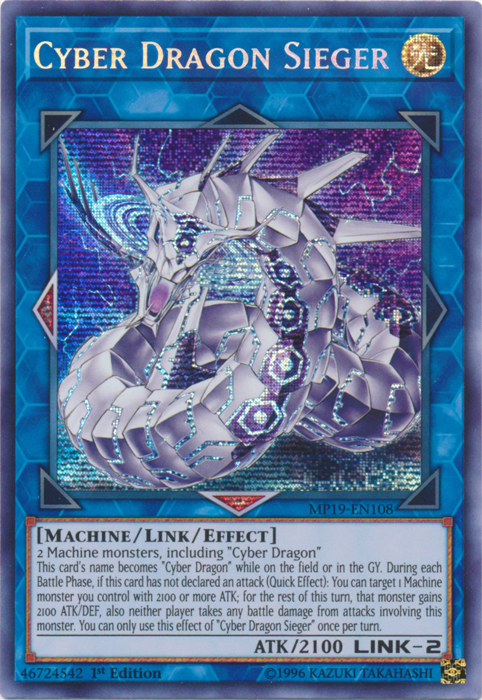 Cyber Dragon Sieger [MP19-EN108] Prismatic Secret Rare | Shuffle n Cut Hobbies & Games