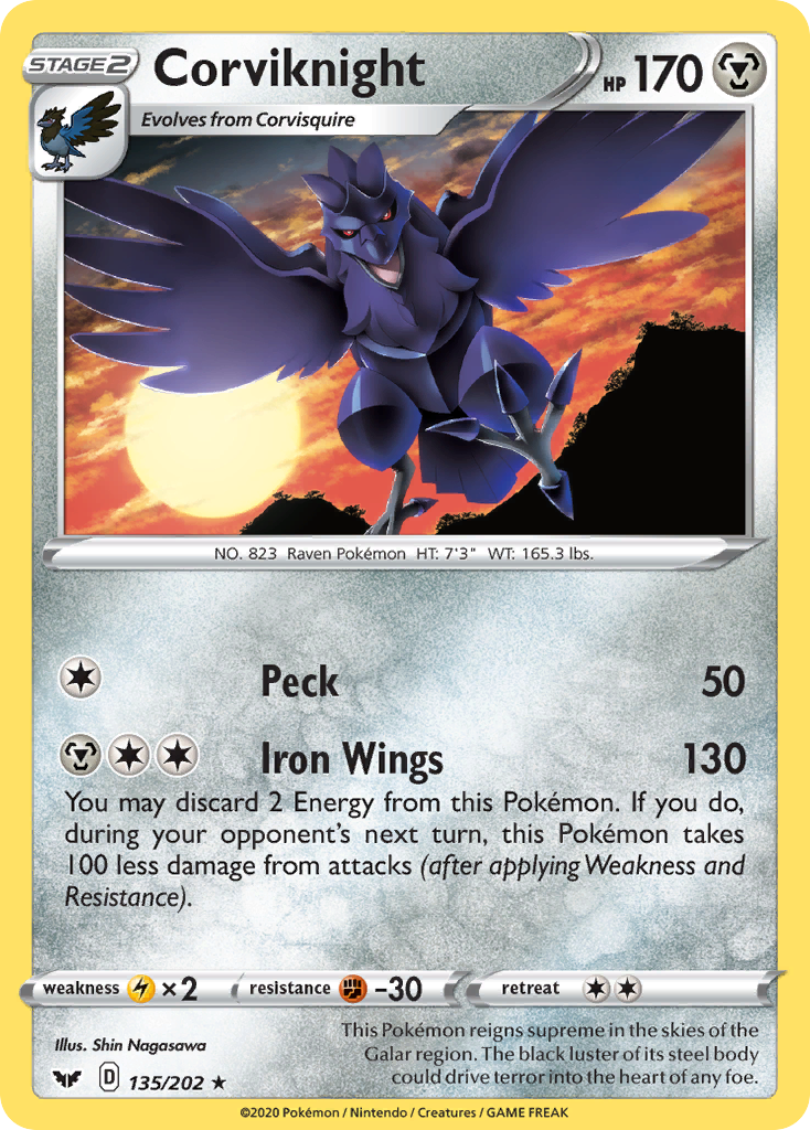 Corviknight (135/202) [Sword & Shield: Base Set] | Shuffle n Cut Hobbies & Games