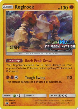 Regirock (SM74) (Staff Prerelease Promo) [Sun & Moon: Black Star Promos] | Shuffle n Cut Hobbies & Games