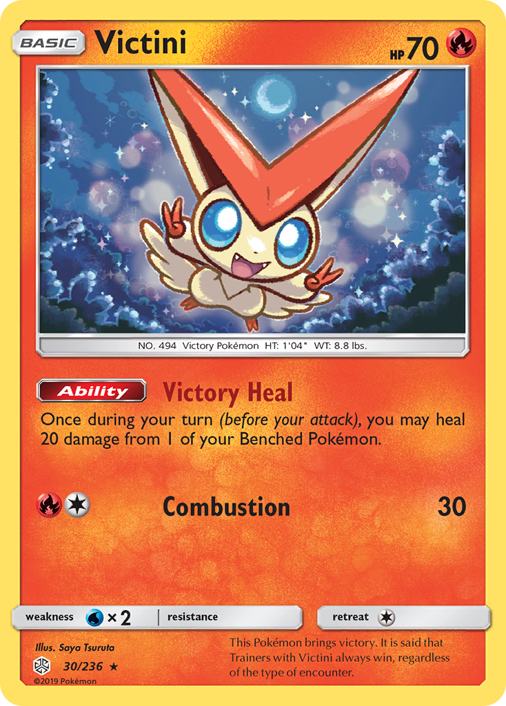 Victini (30/236) [Sun & Moon: Cosmic Eclipse] | Shuffle n Cut Hobbies & Games