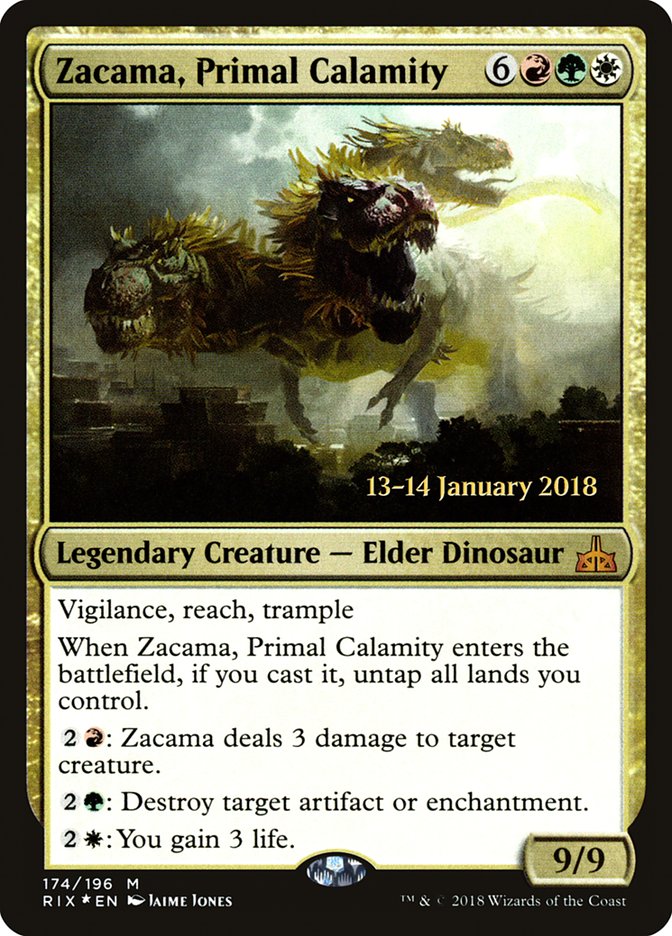 Zacama, Primal Calamity [Rivals of Ixalan Prerelease Promos] | Shuffle n Cut Hobbies & Games