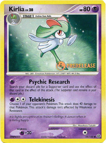 Kirlia (53/132) (Prerelease Promo) [Diamond & Pearl: Black Star Promos] | Shuffle n Cut Hobbies & Games