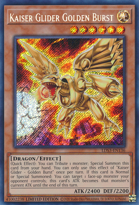 Kaiser Glider Golden Burst [LDS3-EN136] Secret Rare | Shuffle n Cut Hobbies & Games