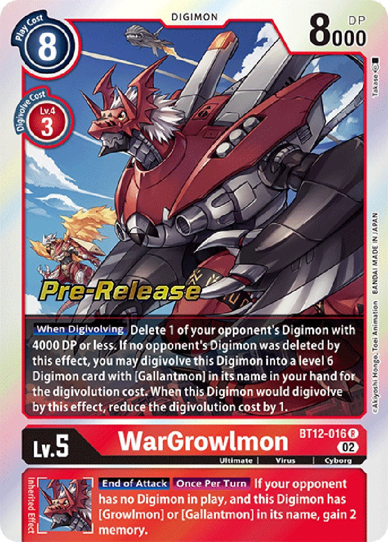 WarGrowlmon [BT12-016] [Across Time Pre-Release Cards] | Shuffle n Cut Hobbies & Games