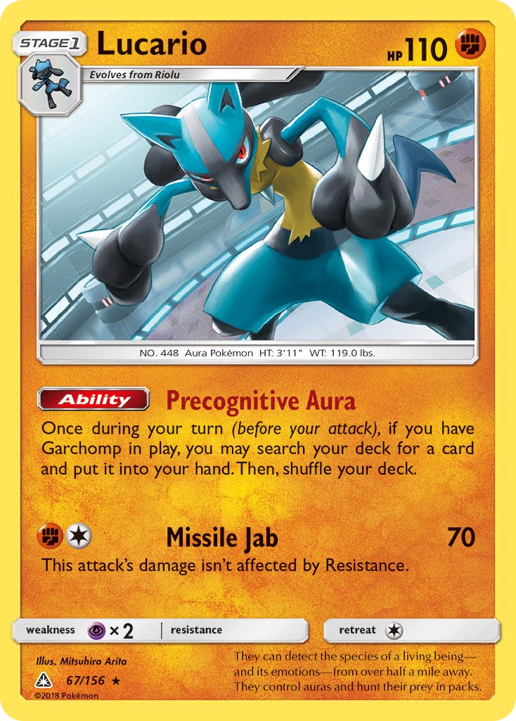 Lucario (67/156) (Theme Deck Exclusive) [Sun & Moon: Ultra Prism] | Shuffle n Cut Hobbies & Games