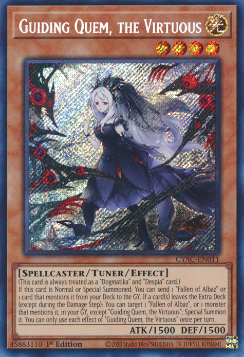 Guiding Quem, the Virtuous [CYAC-EN011] Secret Rare | Shuffle n Cut Hobbies & Games