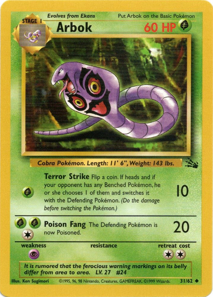 Arbok (31/62) [Fossil Unlimited] | Shuffle n Cut Hobbies & Games