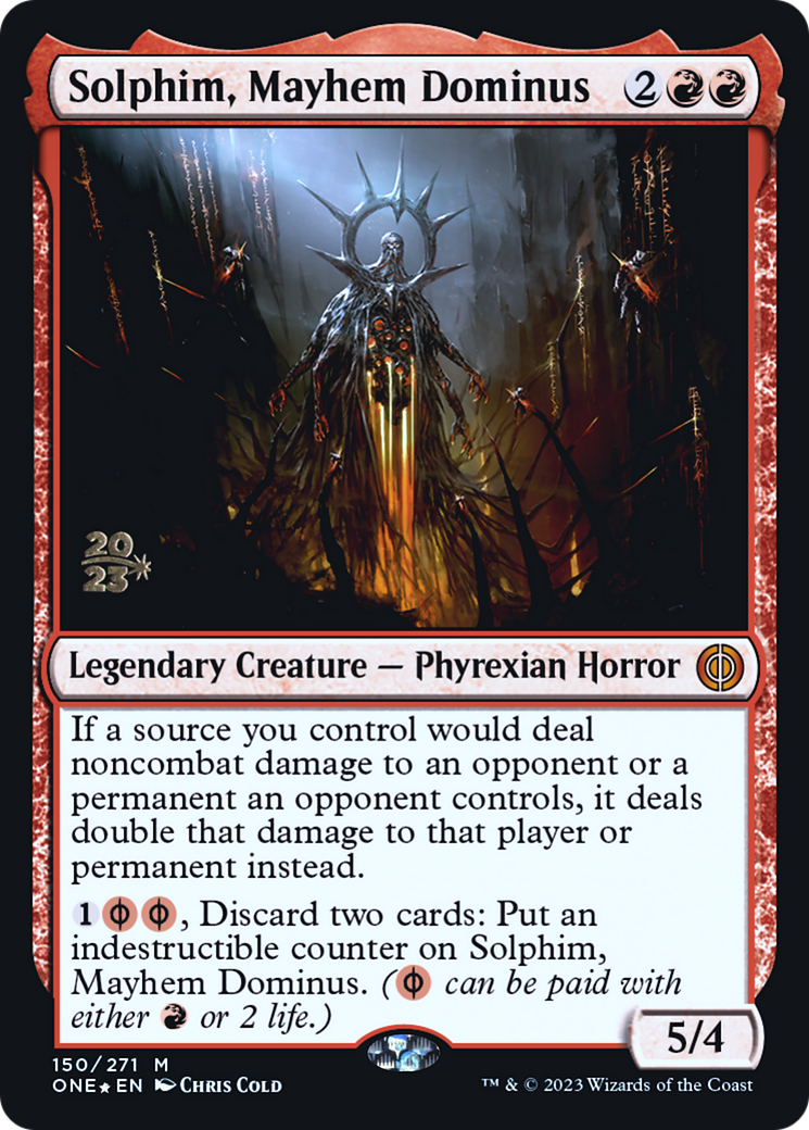 Solphim, Mayhem Dominus [Phyrexia: All Will Be One Prerelease Promos] | Shuffle n Cut Hobbies & Games