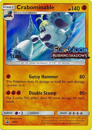 Crabominable (SM47) (Staff Prerelease Promo) [Sun & Moon: Black Star Promos] | Shuffle n Cut Hobbies & Games