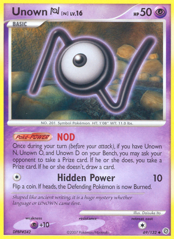 Unown N (69/132) [Diamond & Pearl: Secret Wonders] | Shuffle n Cut Hobbies & Games