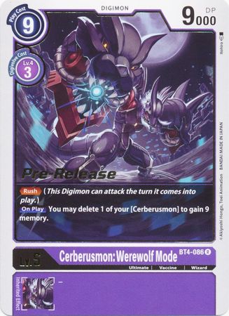 Cerberusmon: Werewolf Mode [BT4-086] [Great Legend Pre-Release Promos] | Shuffle n Cut Hobbies & Games