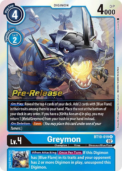 Greymon [BT10-019] [Xros Encounter Pre-Release Cards] | Shuffle n Cut Hobbies & Games