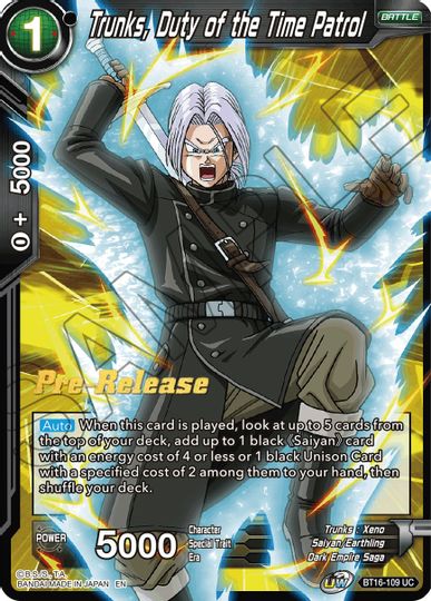 Trunks, Duty of the Time Patrol (BT16-109) [Realm of the Gods Prerelease Promos] | Shuffle n Cut Hobbies & Games